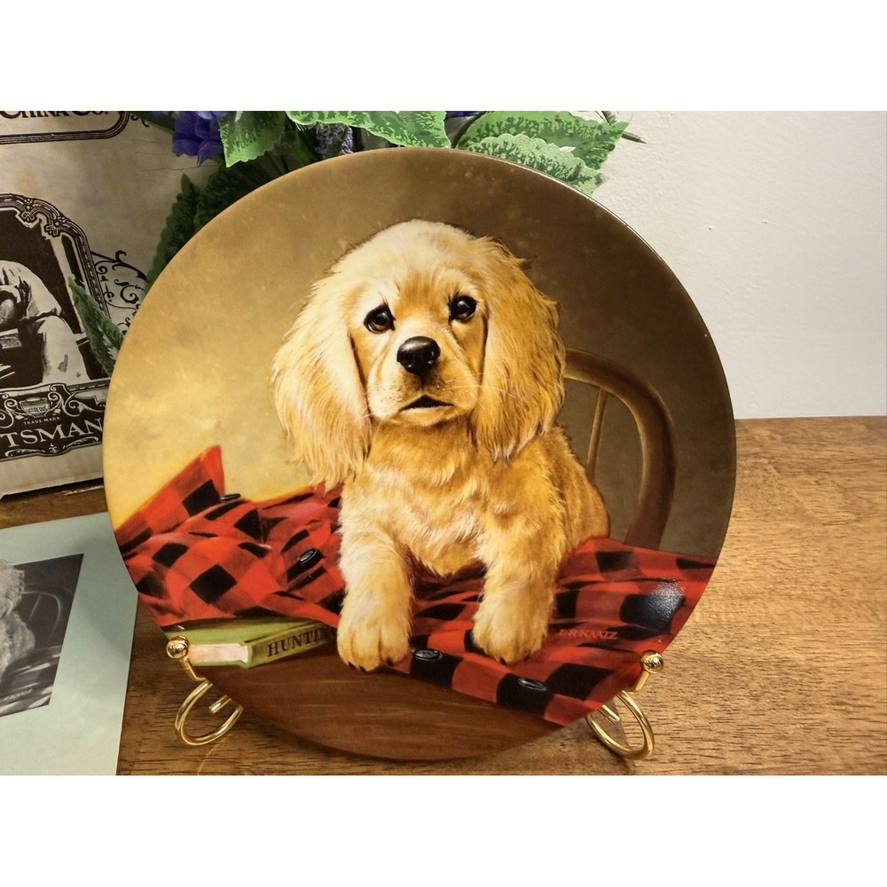 Vintage Knowles Field‎ Puppies Plate Shirt Tales Cocker Spaniel Box COA L Kaatz